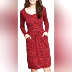 Boden Mabel Floral Dress 6R Long Red Blue